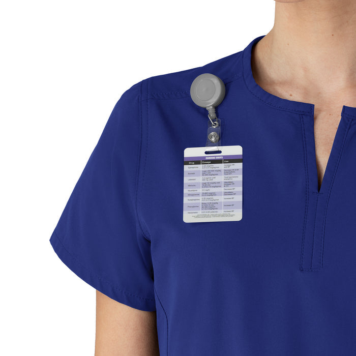 Force Essentials Women's Notch Neck Tunic Scrub Top Galaxy Blue side detail 2