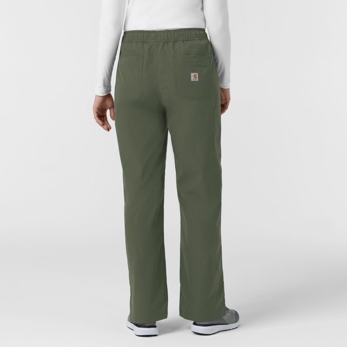 Carhartt Rugged Flex FLD Women's Ripstop Bootcut Cargo Scrub Pant - Olive back