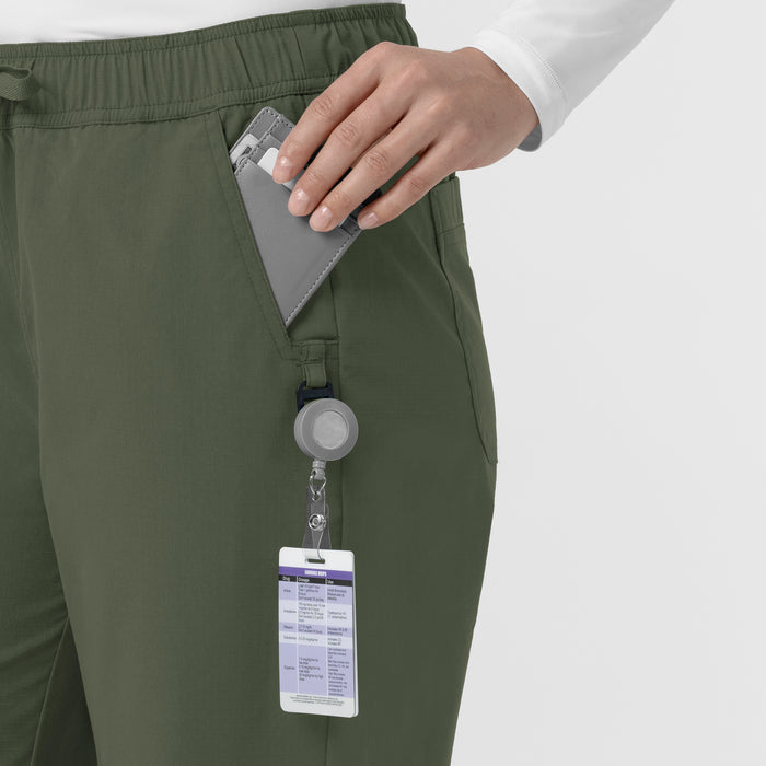 Carhartt Rugged Flex FLD Women's Ripstop Bootcut Cargo Scrub Pant - Olive badge loop