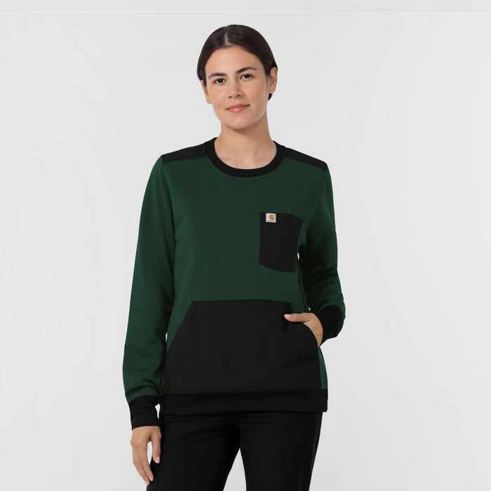 Carhartt Women's Crew Neck Fleece Scrub Sweatshirt - Douglas Fir Front