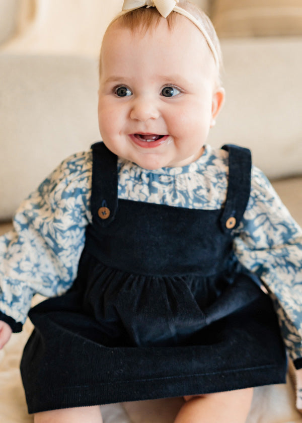 Cassis Pinafore Baby Dress & Bloomer Set (Organic Cotton)
