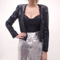 CHANEL BLACK SEQUIN JACKET - SIZE 40