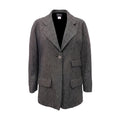 CHANEL GREY TWEED BLAZER WITH CC LOGO BUTTON - SIZE 42