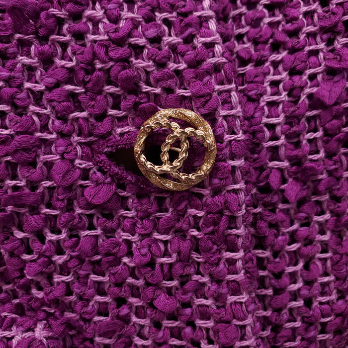 CHANEL PURPLE TWEED PATTERNED BLAZER - SIZE 34