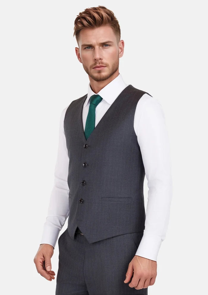 Charcoal Pinstripe Vest - SARTORO