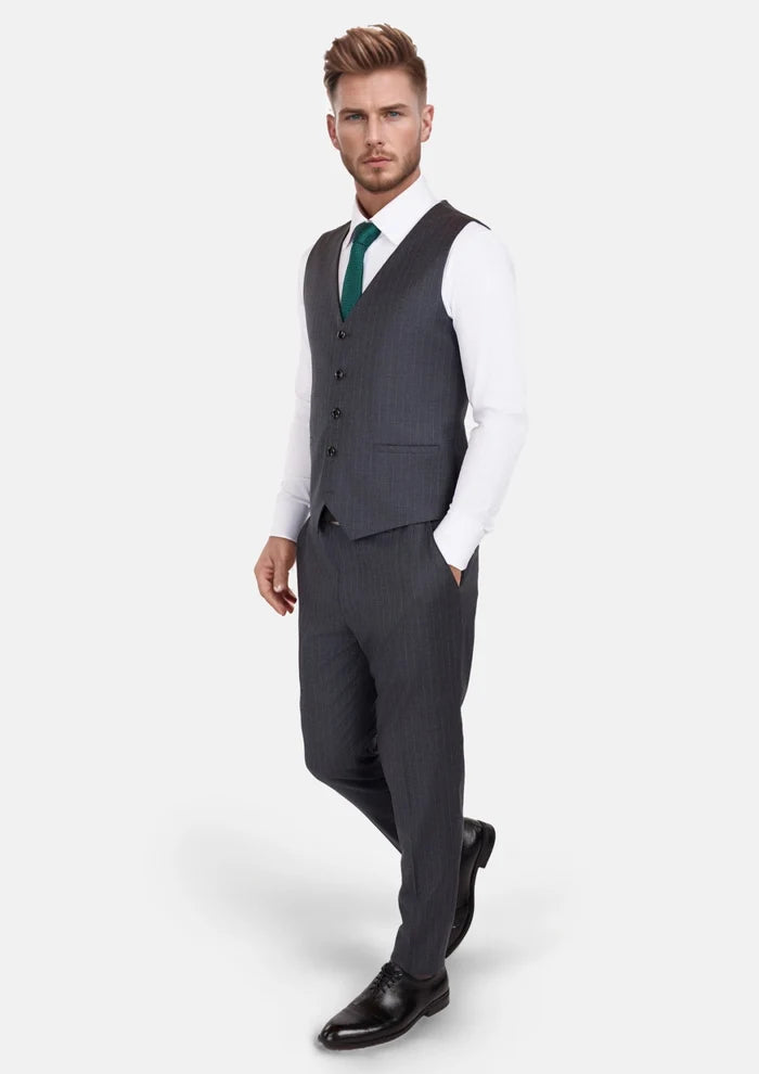 Charcoal Pinstripe Vest - SARTORO