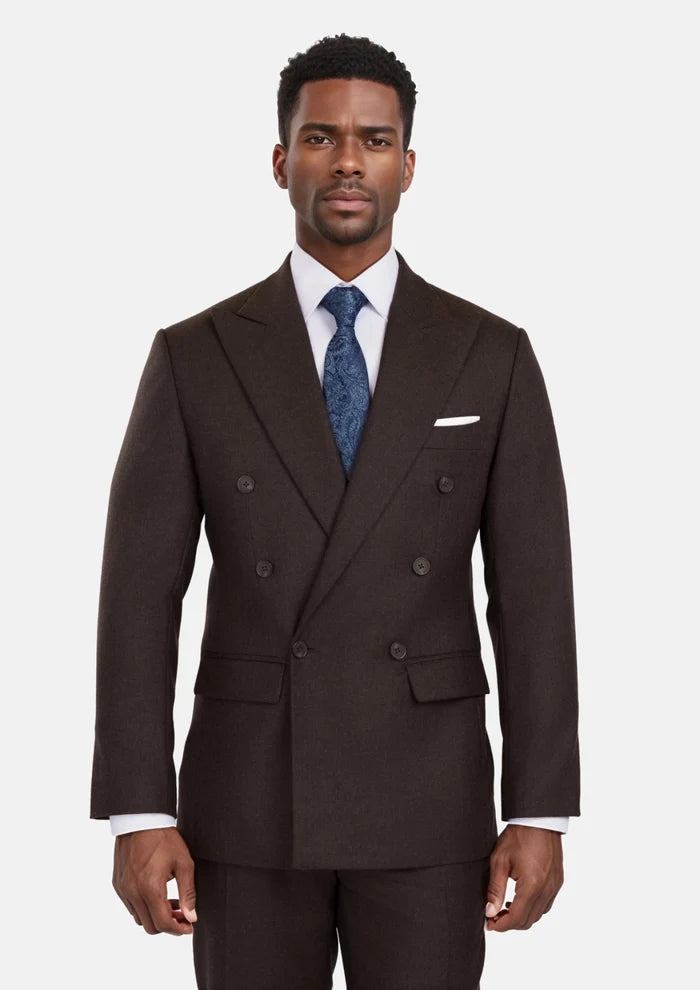 Chocolate Brown Flannel Rockafeller Suit - SARTORO