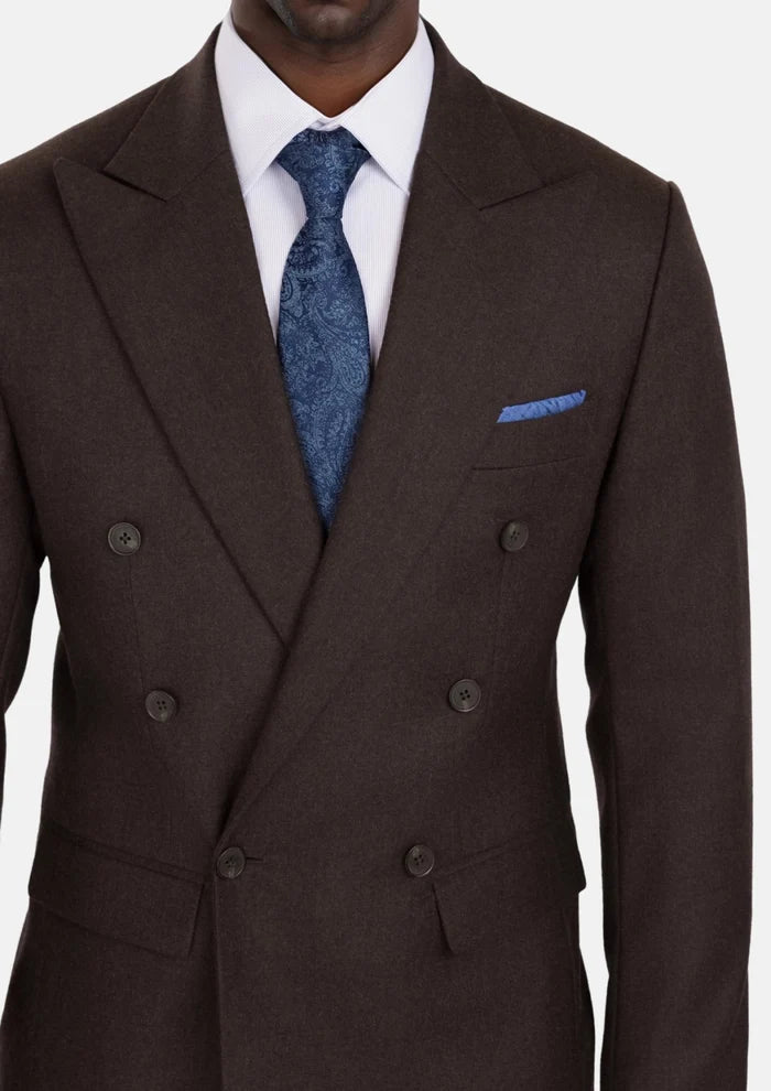 Chocolate Brown Flannel Rockafeller Suit - SARTORO