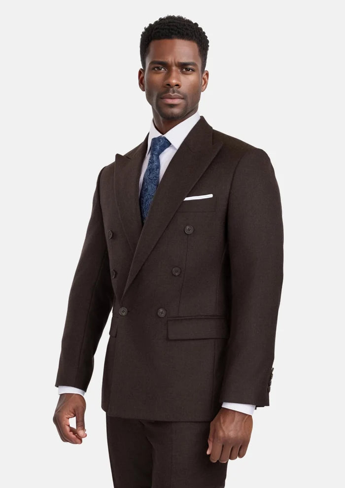 Chocolate Brown Flannel Rockafeller Suit - SARTORO