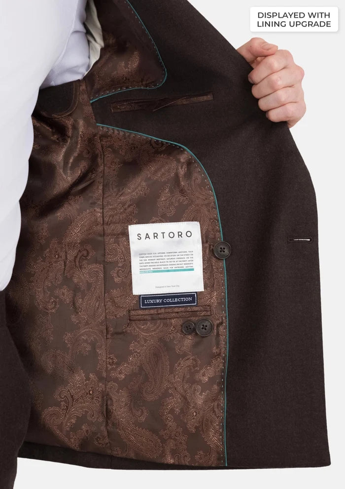 Chocolate Brown Flannel Rockafeller Suit - SARTORO