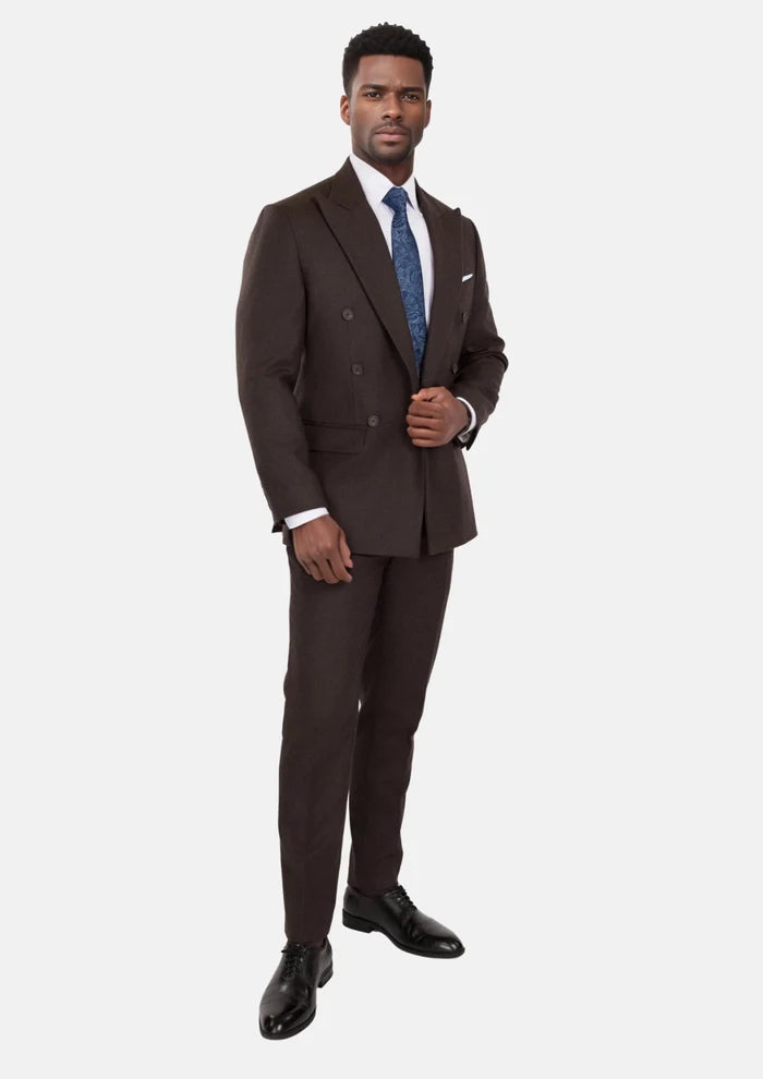 Chocolate Brown Flannel Rockafeller Suit - SARTORO