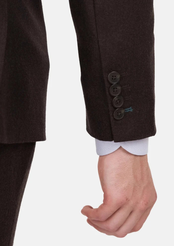 Chocolate Brown Flannel Rockafeller Suit - SARTORO