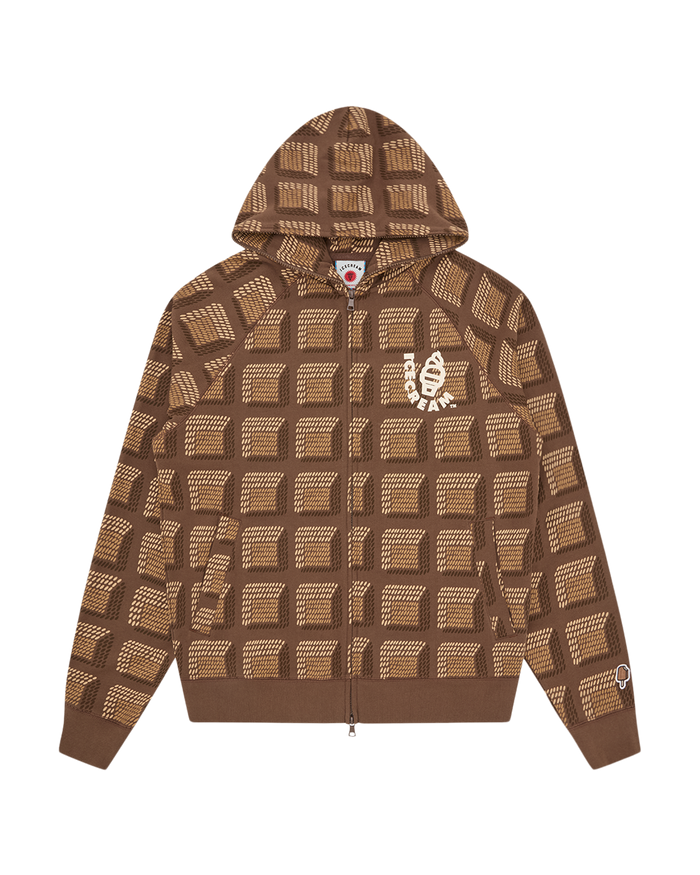 Chocolate Waffle Zip Through Hood