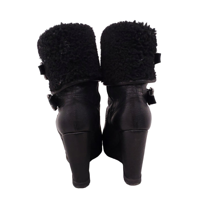 CHRISTIAN DIOR SHEARLING PLATFORM BOOTS - SIZE 37.5