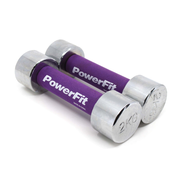 CHROME PAIR DUMBBELL WITH FOAM HANDLE (PURPLE) QJ-DB011 2KG