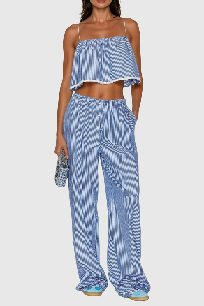 Cicely Spaghetti Stripe Pants Set