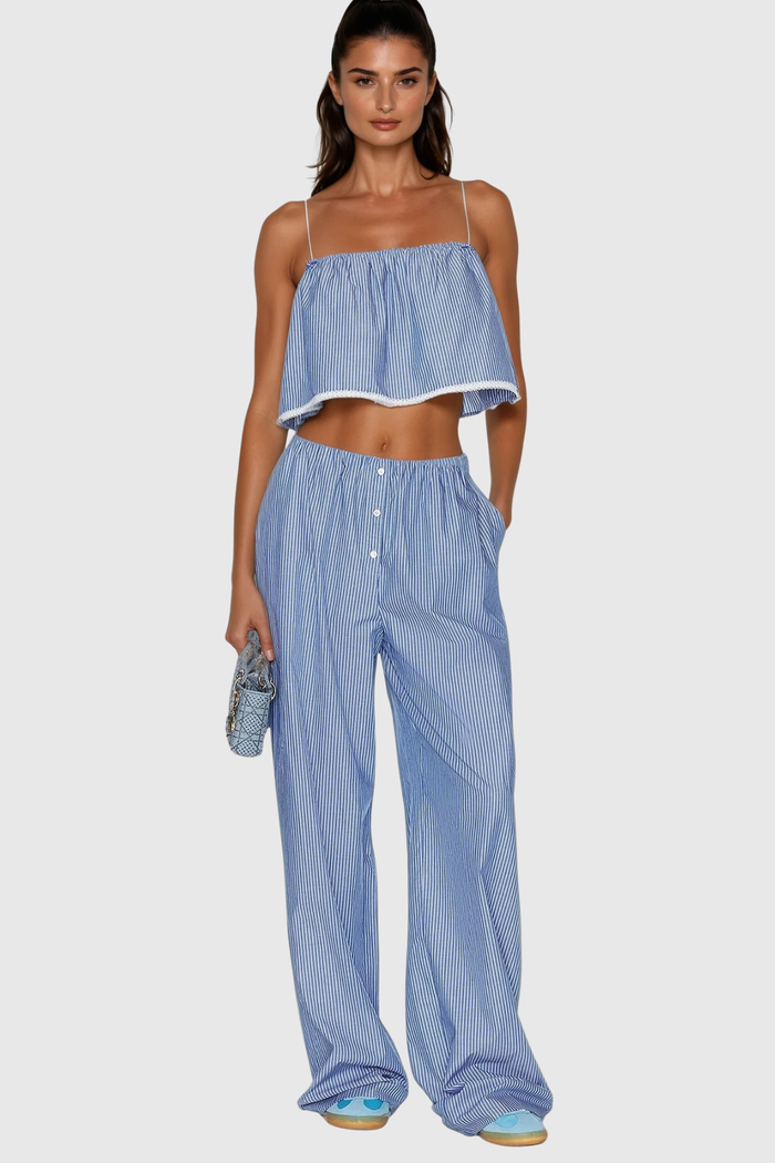 Cicely Spaghetti Stripe Pants Set
