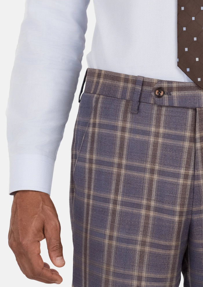 Cincinnati Lilac Checked Pants - SARTORO