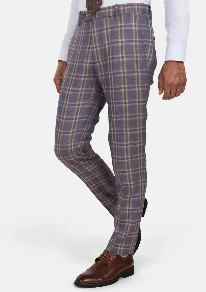 Cincinnati Lilac Checked Pants - SARTORO