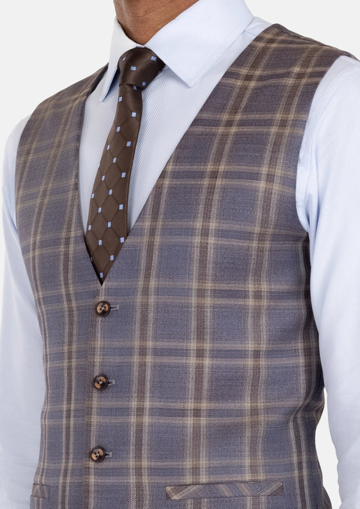 Cincinnati Lilac Checked Vest - SARTORO
