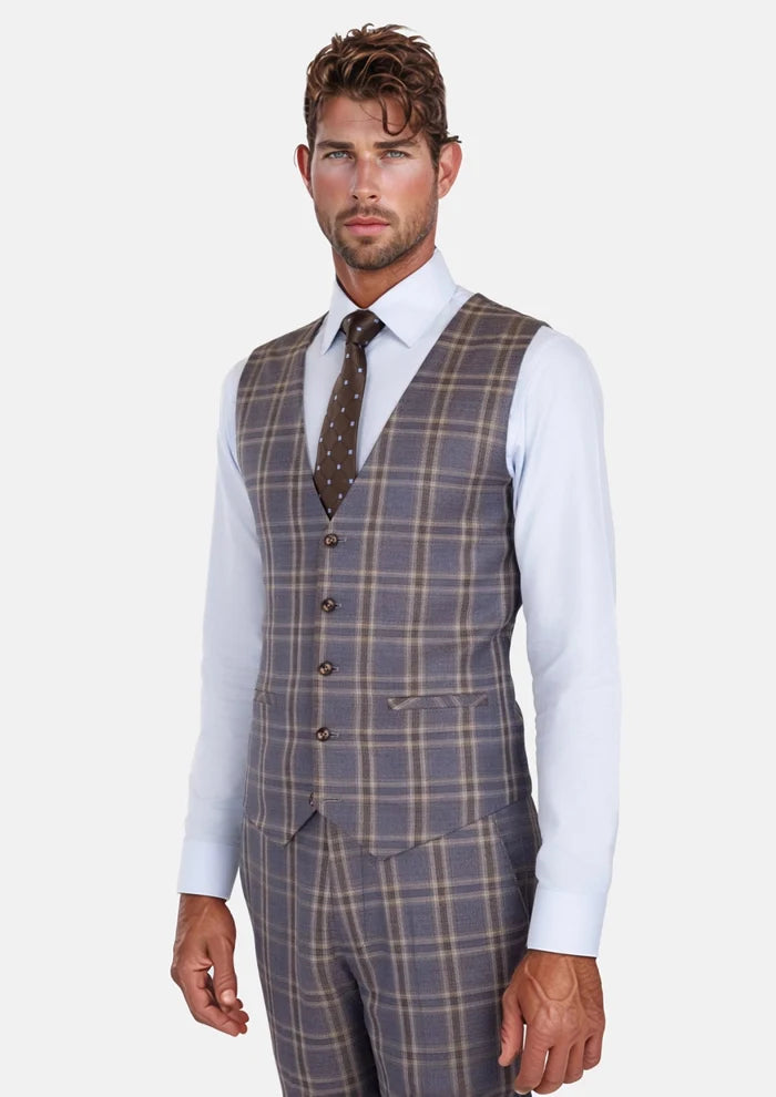 Cincinnati Lilac Checked Vest - SARTORO
