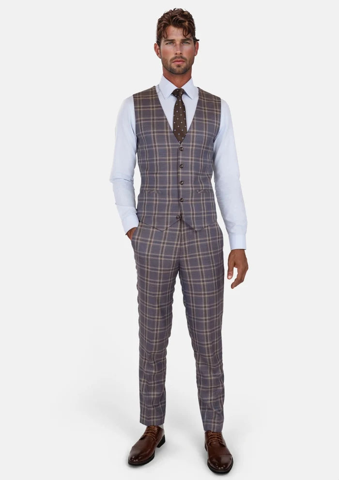 Cincinnati Lilac Checked Vest - SARTORO