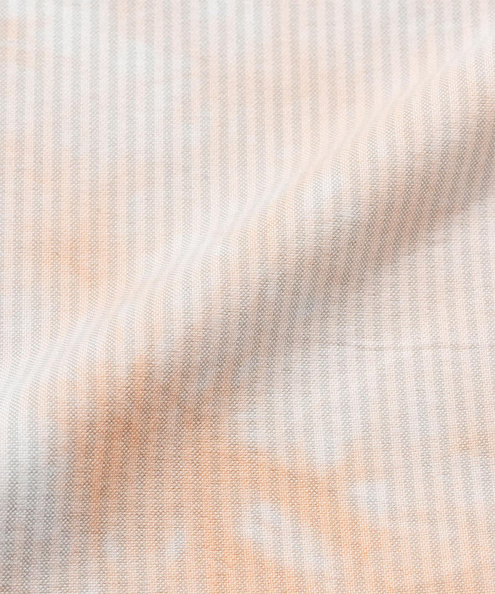 Gramicci peach Bleach Stripe colored Classic Oxford Bleached Shirt fabric swatch.