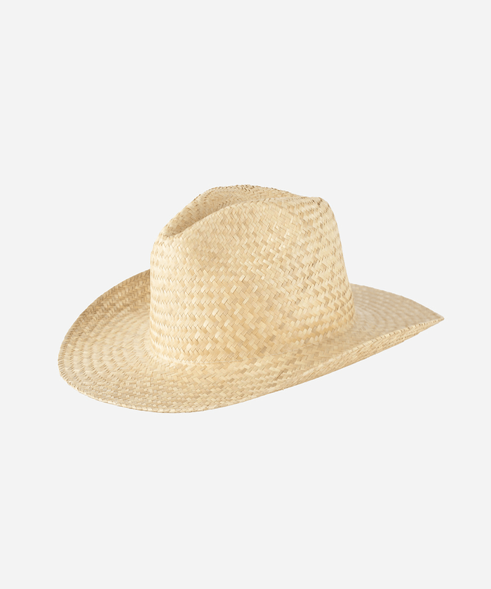 A natural colored straw cowboy hat on a white background #color_natural