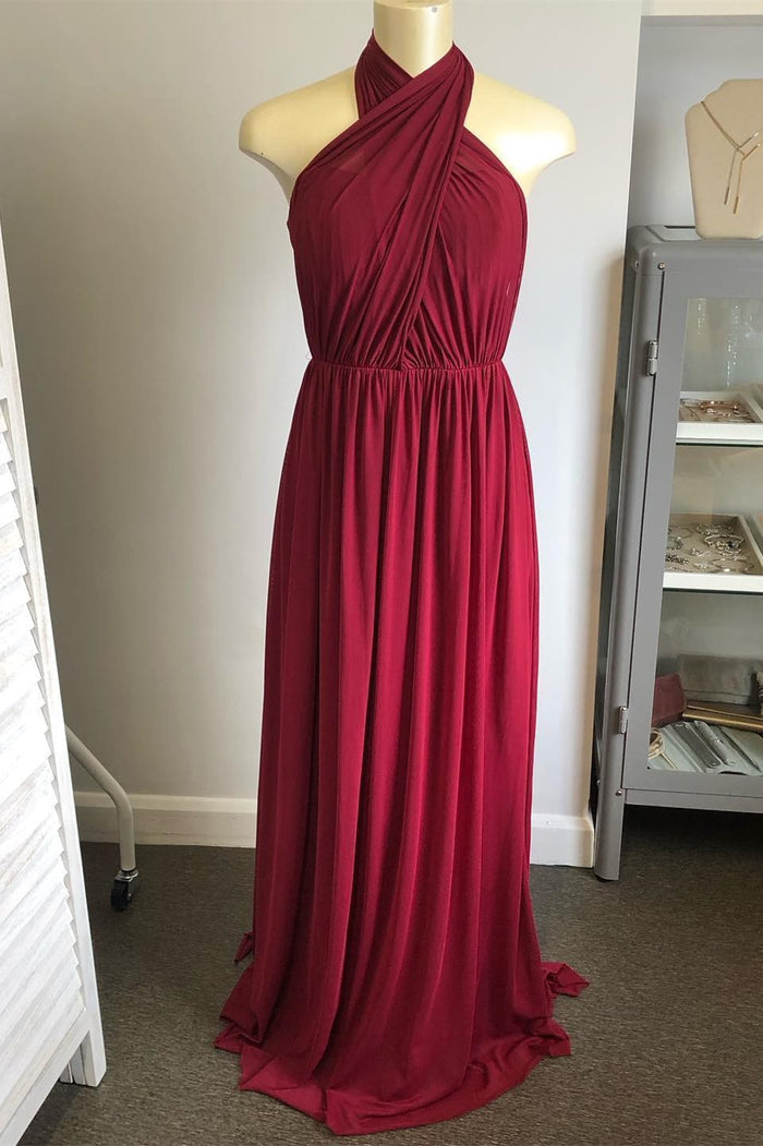Mismatched Burgundy Long Bridesmaid Dress