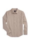 Front view of Corduroy Button Up Shirt in Stone