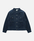 Gramicci Navy Corduroy Trucker Jacket against a light-tone background.