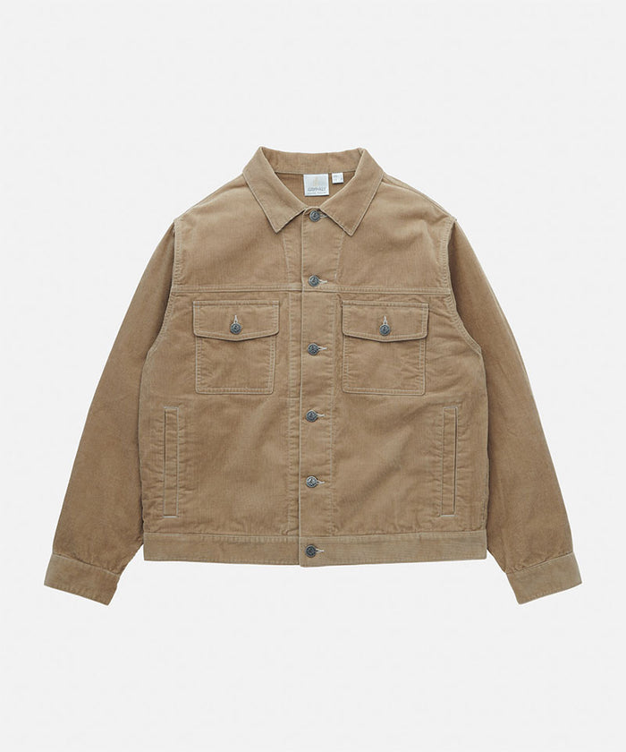 Gramicci beige Corduroy Trucker Jacket against a light-tone background.