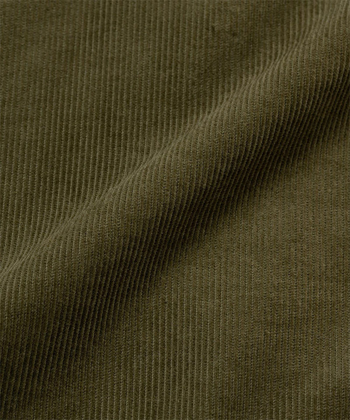 Gramicci olive Corduroy Trucker Jacket fabric swatch.