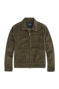 Front view of Corduroy Zip Jacket in Dark Olive