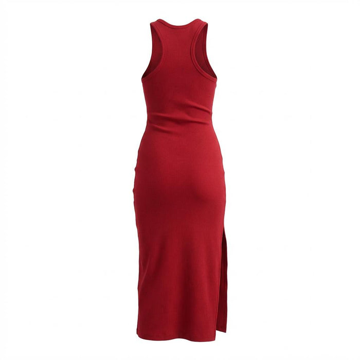 COURRÈGES RED SCUBA 90'S RIBBED MAXI DRESS- SIZE M