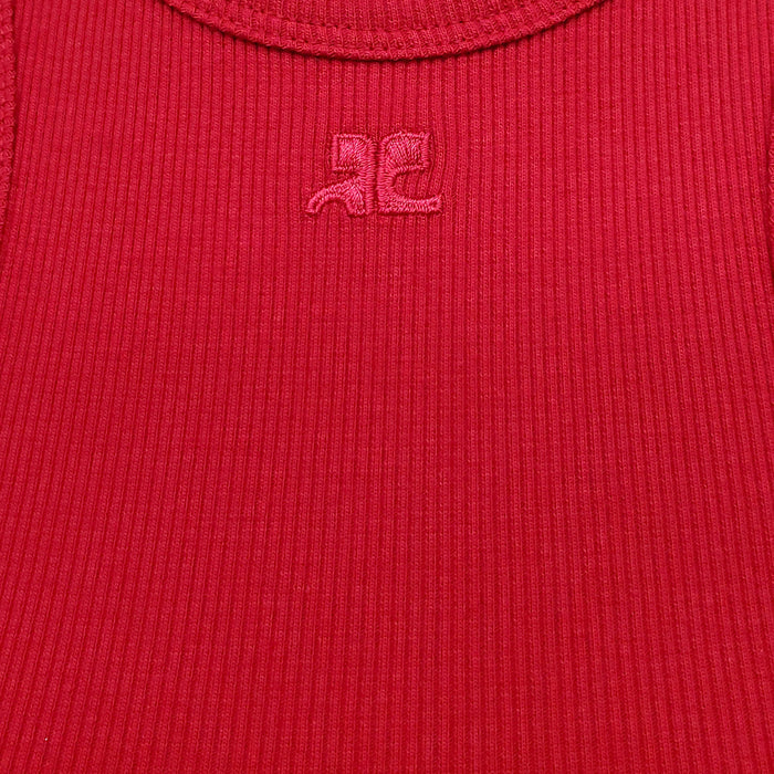 COURRÈGES RED SCUBA 90'S RIBBED MAXI DRESS- SIZE M