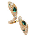 Gucci crystal cubic zirconia snake statement ring gold tone