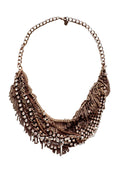 BCBGMAXAZRIA crystal embellished chain fringe statement necklace