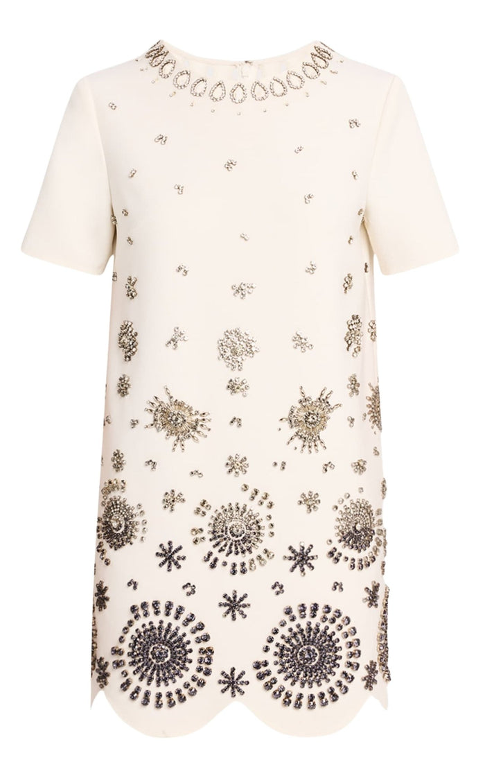 Oscar de la renta mini white dress with rhinestones