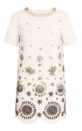 Oscar de la renta mini white dress with rhinestones