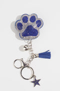 Crystal Paw Keychain in Navy Blue
