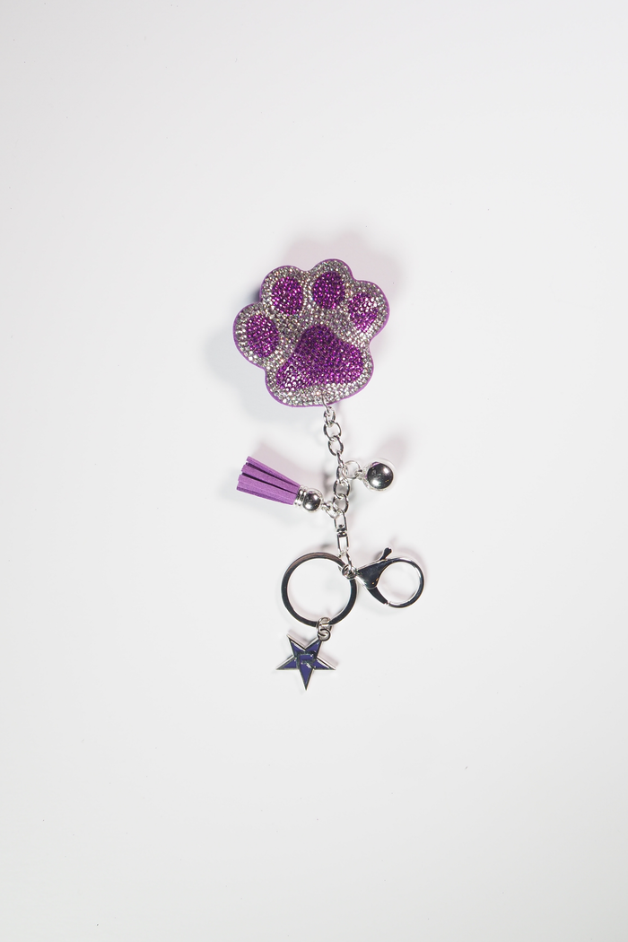 Crystal Paw Keychain in Purple