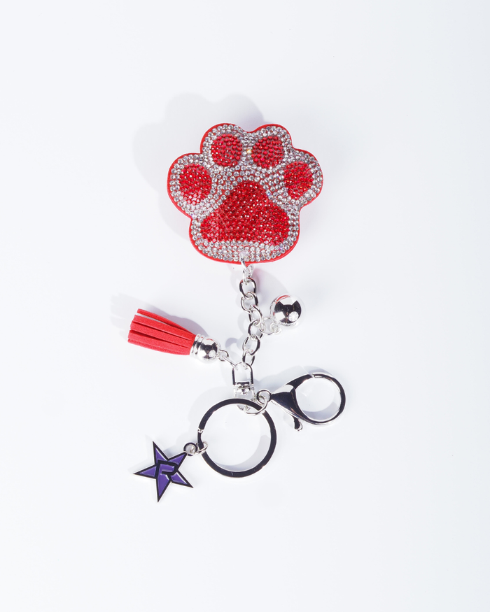 Crystal Paw Keychain in Red