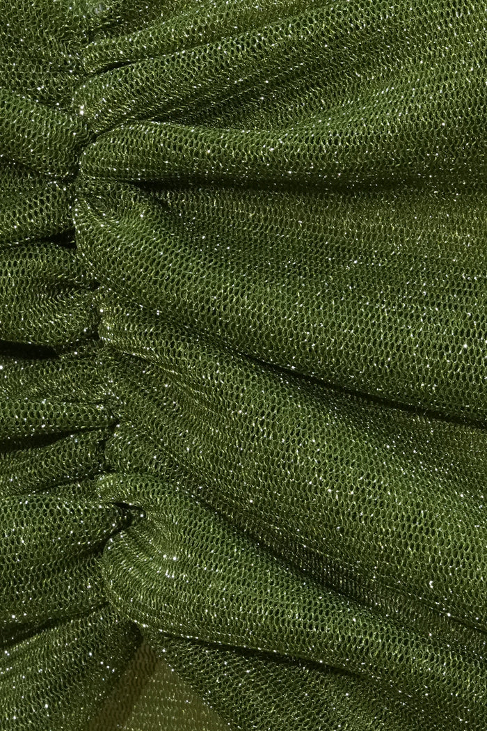 Daedalus Strapless Sequin Maxi Dress In Green