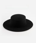 A black boater hat on a plain background #color_black