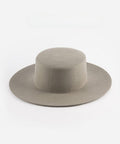 A light grey boater hat on a plain background #color_light grey