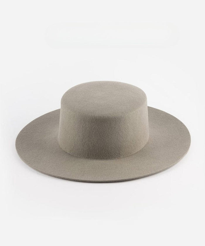 A light grey boater hat on a plain background #color_light grey