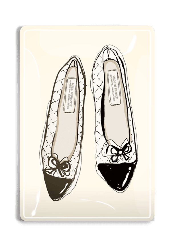 Daphne Ballet Flats Fashion Sketch Decoupage Glass Tray - Ben's Garden