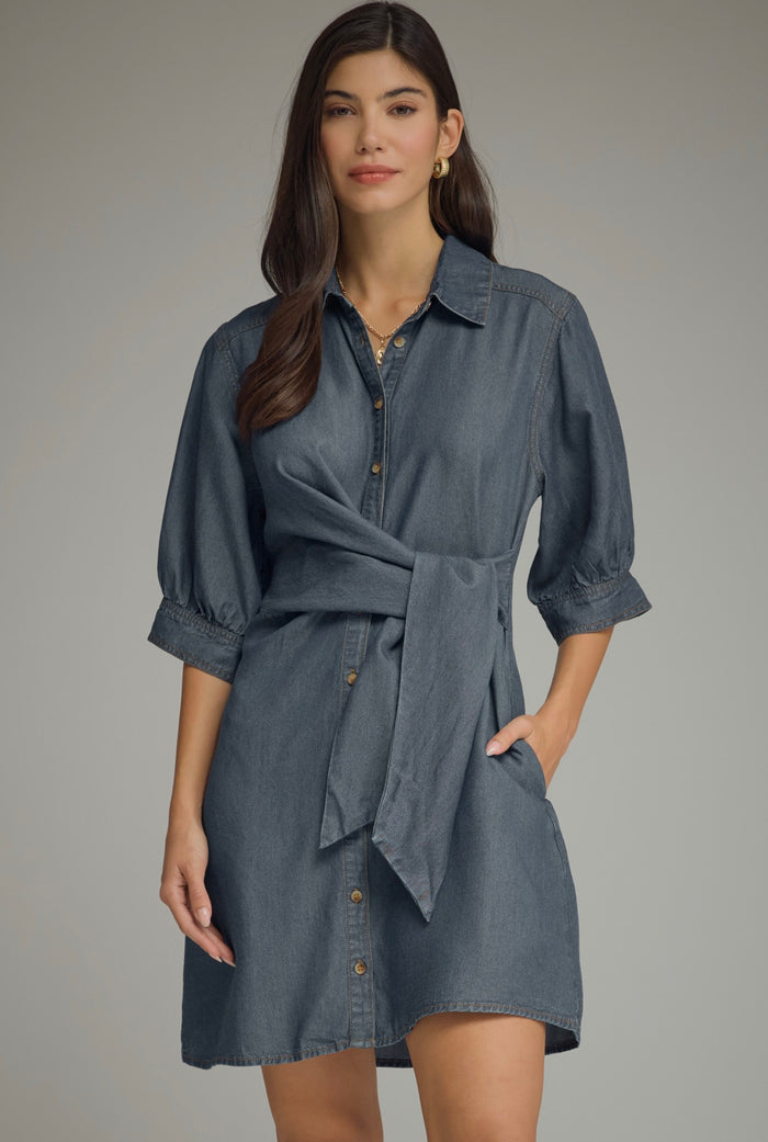 Dark Denim Side Tie Dress
