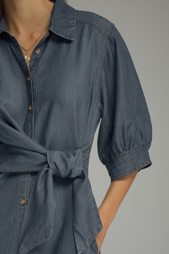 Dark Denim Side Tie Dress